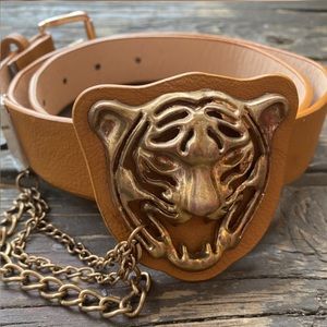 Vintage Tiger Head Chain Belt